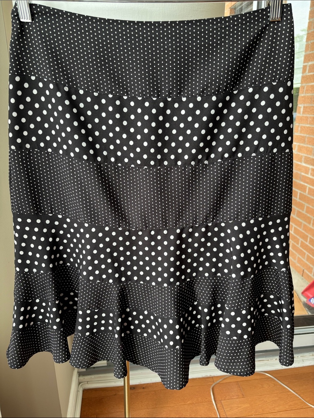 Karl Lagerfeld Black and White Polka Dot Tiered A-Line Skirt S 8-10 CAN/6 US